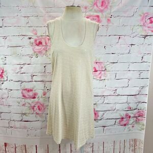 🔥5 for $25 sale🔥 Fossil Sleeveless White & Tan Striped Sequin Mini Tank Dress